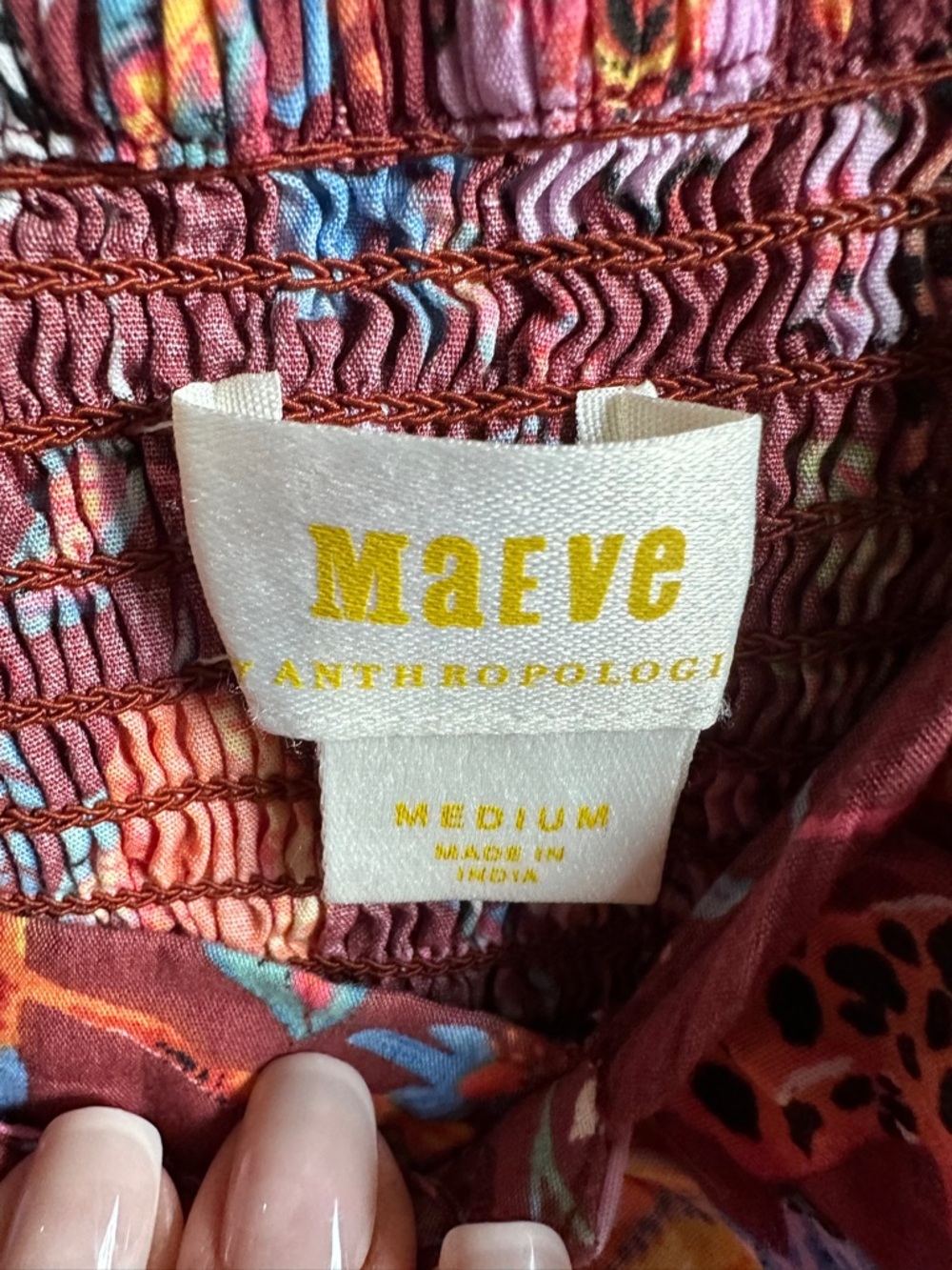 Maeve Anthropologie Zebra Floral Top Boho Cottagecore Puff Sleeve Peplum Sz m - Picture 10 of 10